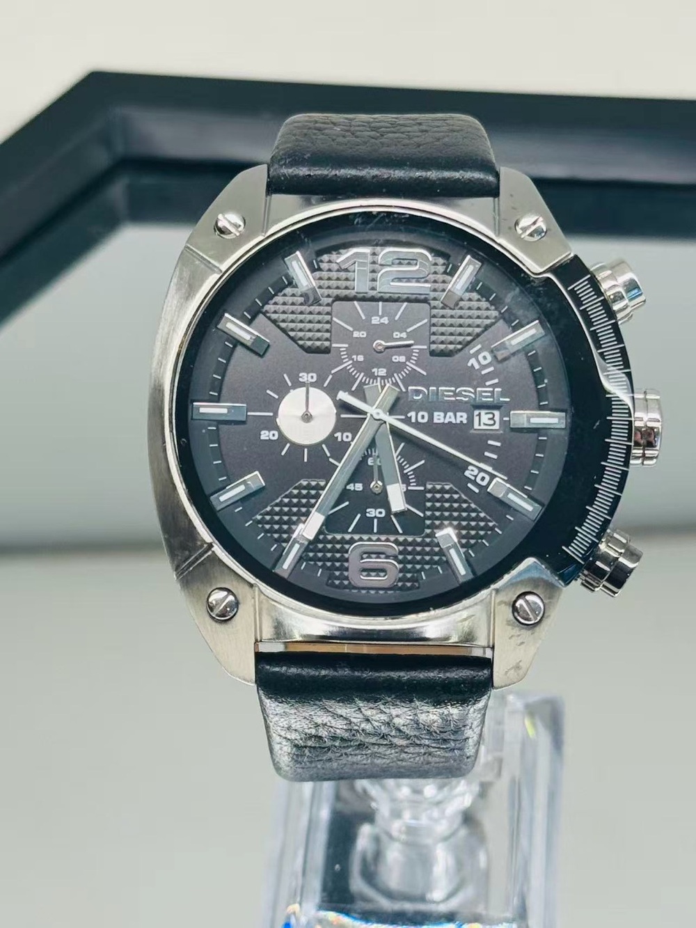 Diesel DZ-4341 Men’s Chronograph Quartz Watch Leather Strap New Battery Runs